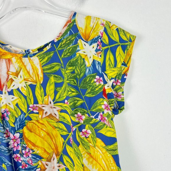 NWT RACHEL Rachel Roy Floral Tropical Cap Sleeve Hi-Lo Top Size XS NEW - Picture 3 of 11